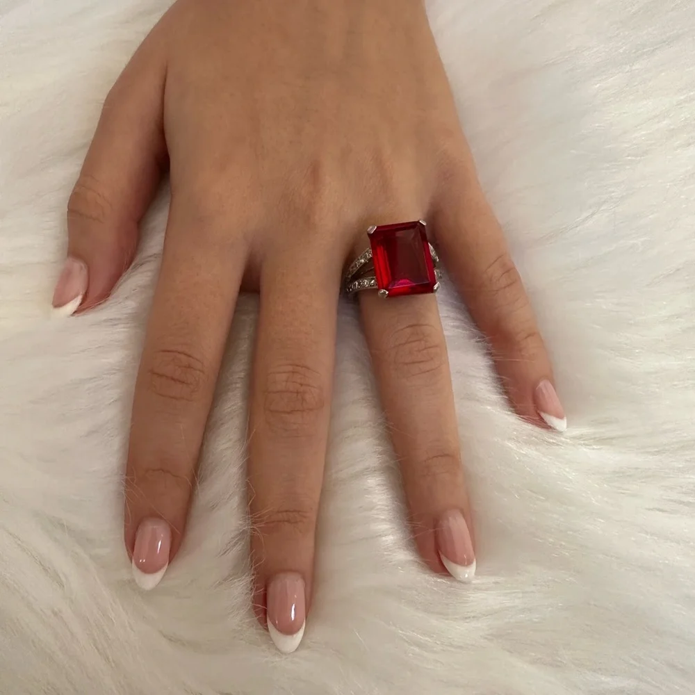 Radiant Red Gemstone Women's Ring